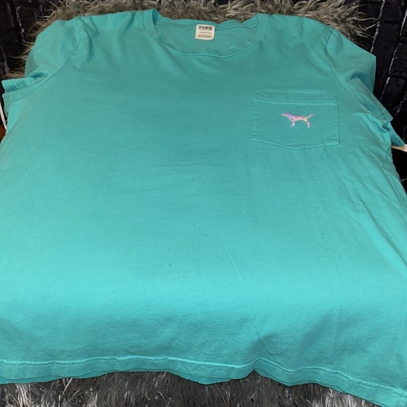 VICTORIA'S SECRET PINK T-Shirt MINT AQUA TEAL #86 BLING Sequined RARE HTF Sz XL - Picture 14 of 16